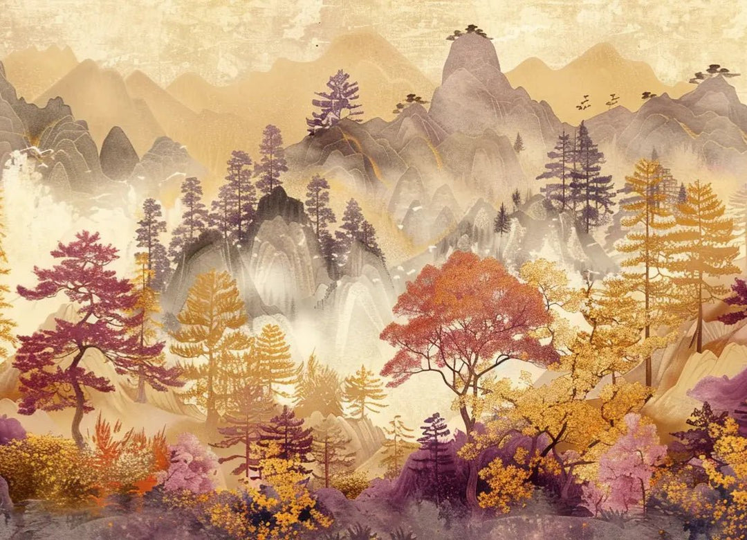 Forêt d'Ambre - Chant d'Automne Asiatique en Papier Peint - Illulart: Papier peint panoramique