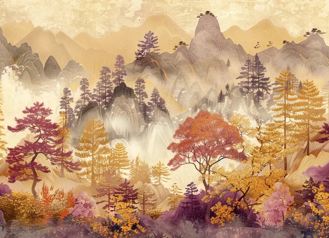 Forêt d'Ambre - Chant d'Automne Asiatique en Papier Peint - Illulart: Papier peint panoramique