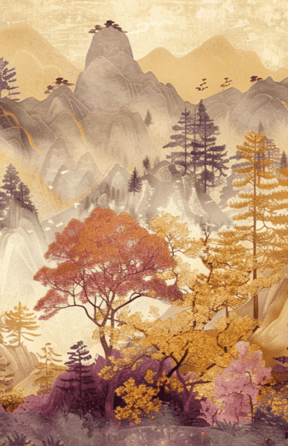 Forêt d'Ambre - Chant d'Automne Asiatique en Papier Peint - Illulart: Papier peint panoramique