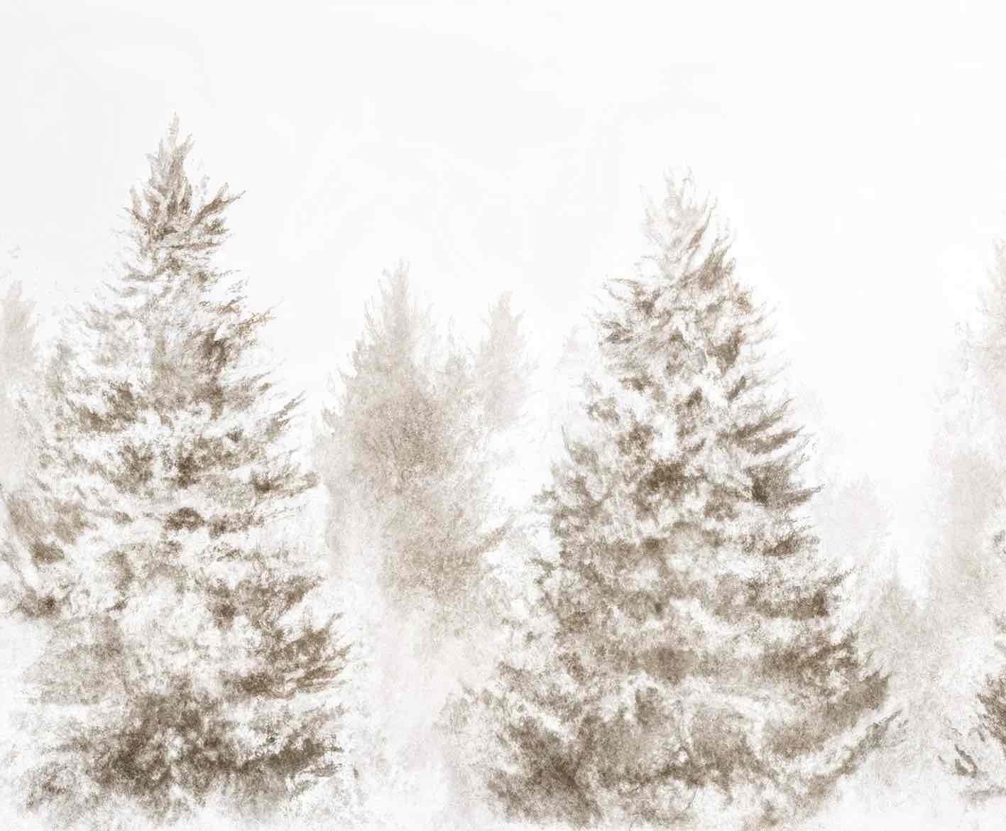 Forêt de douceur – Papier peint panoramique nature hivernale - Illulart: Papier peint panoramique