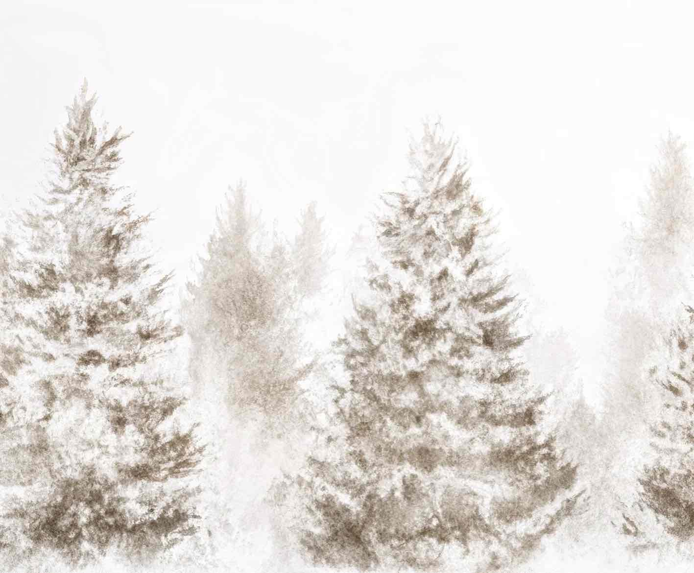 Forêt de douceur – Papier peint panoramique nature hivernale - Illulart: Papier peint panoramique