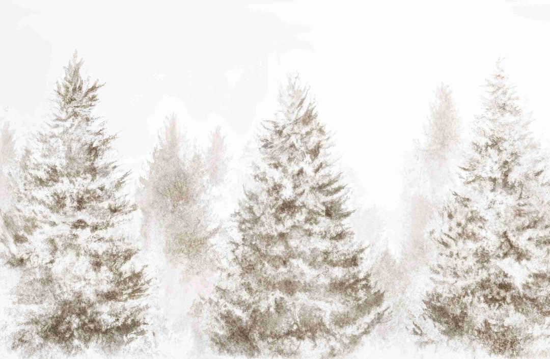 Forêt de douceur – Papier peint panoramique nature hivernale - Illulart: Papier peint panoramique
