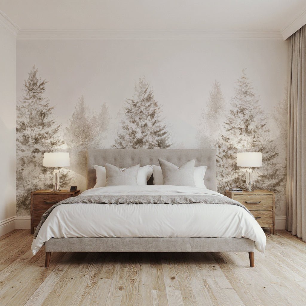 Forêt de douceur – Papier peint panoramique nature hivernale - Illulart: Papier peint panoramique