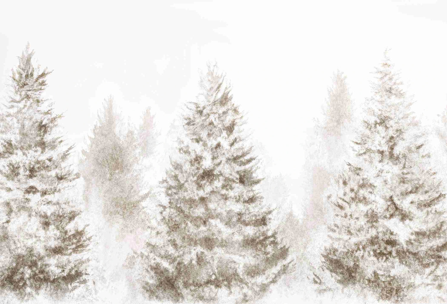 Forêt de douceur – Papier peint panoramique nature hivernale - Illulart: Papier peint panoramique