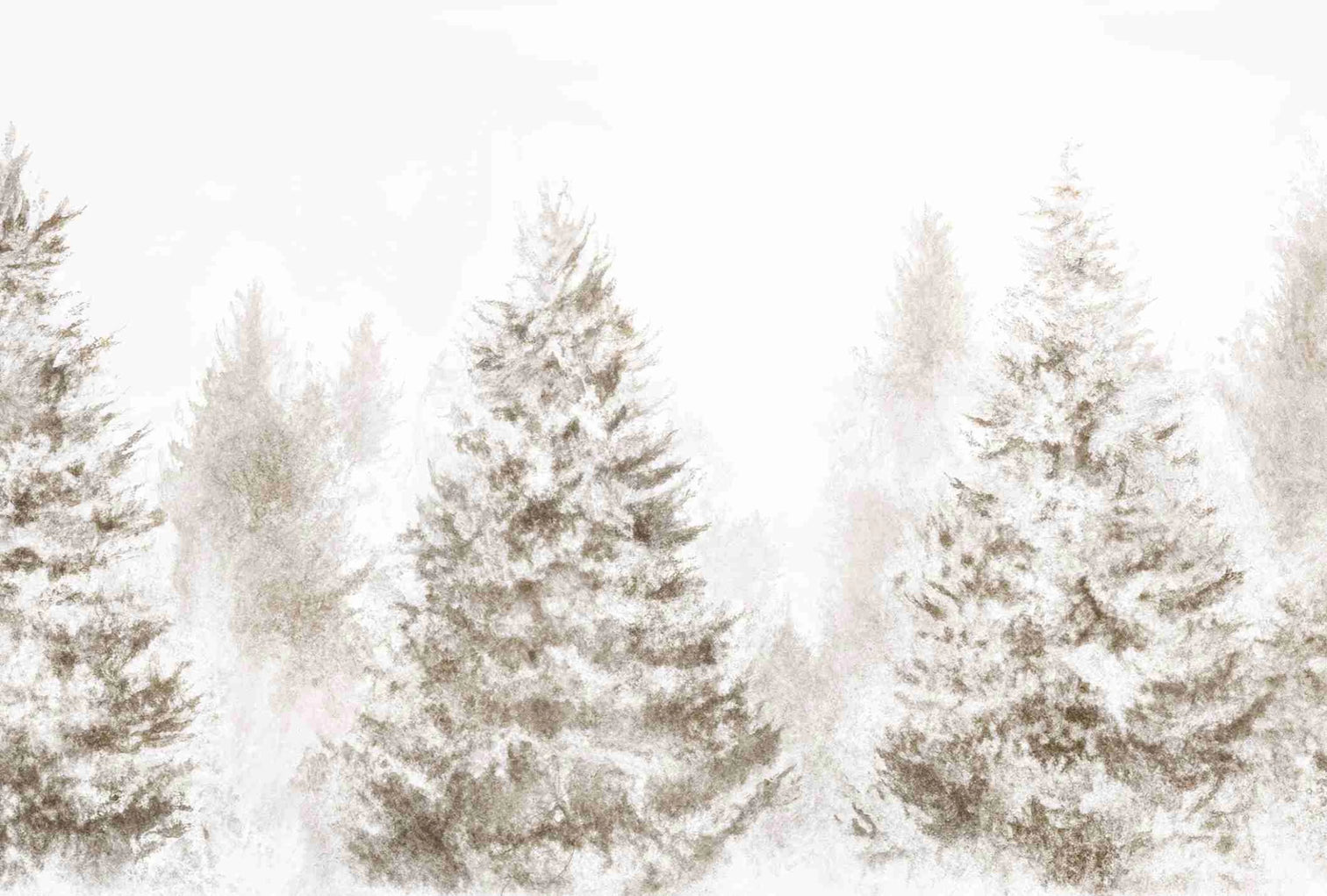 Forêt de douceur – Papier peint panoramique nature hivernale - Illulart: Papier peint panoramique
