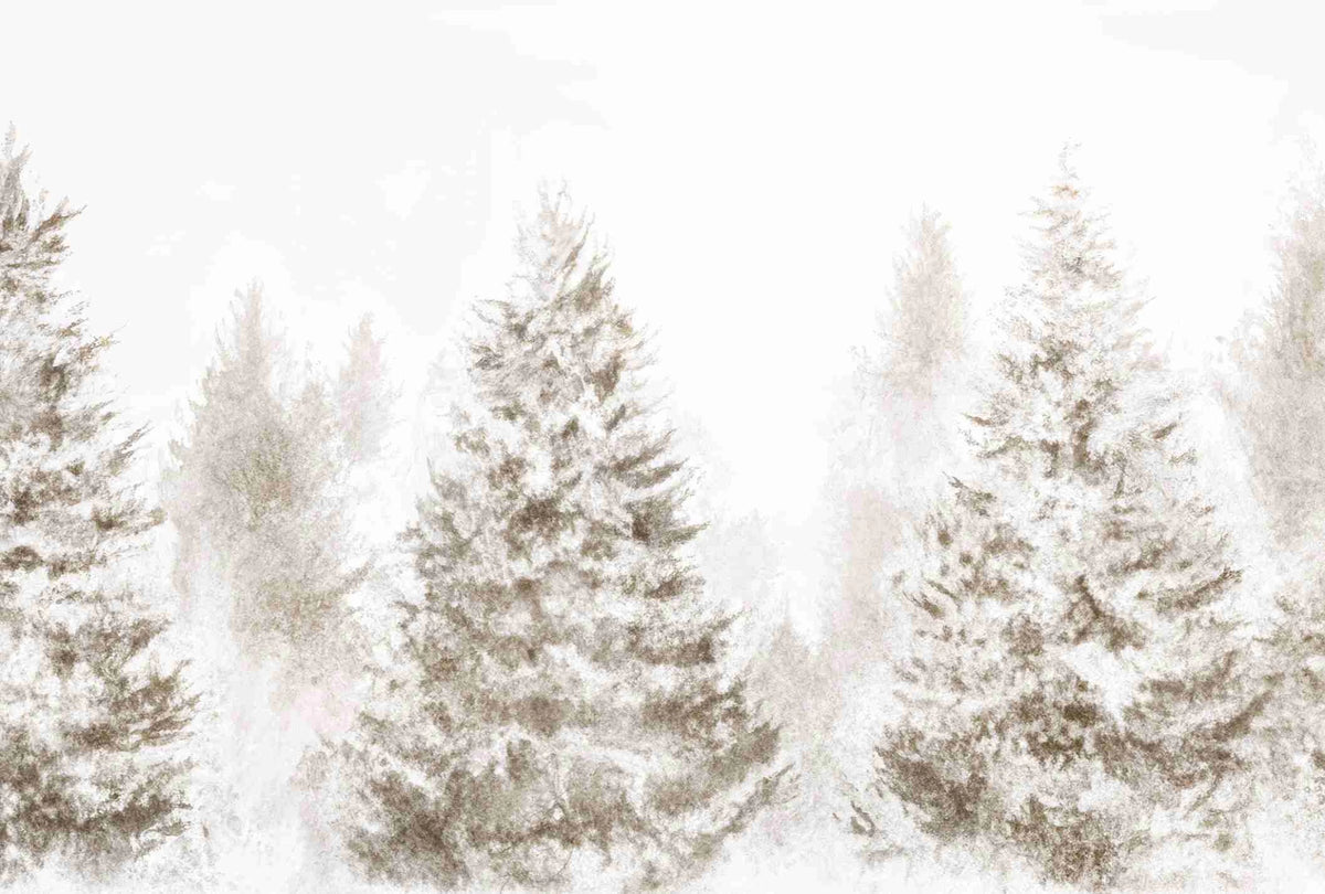 Forêt de douceur – Papier peint panoramique nature hivernale - Illulart: Papier peint panoramique