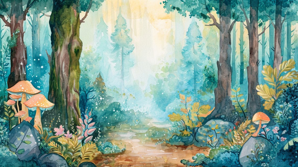 Forêt Enchantée - Papier peint panoramique Féerique pour Espace de Vie des enfants - Illulart: Papier peint panoramique