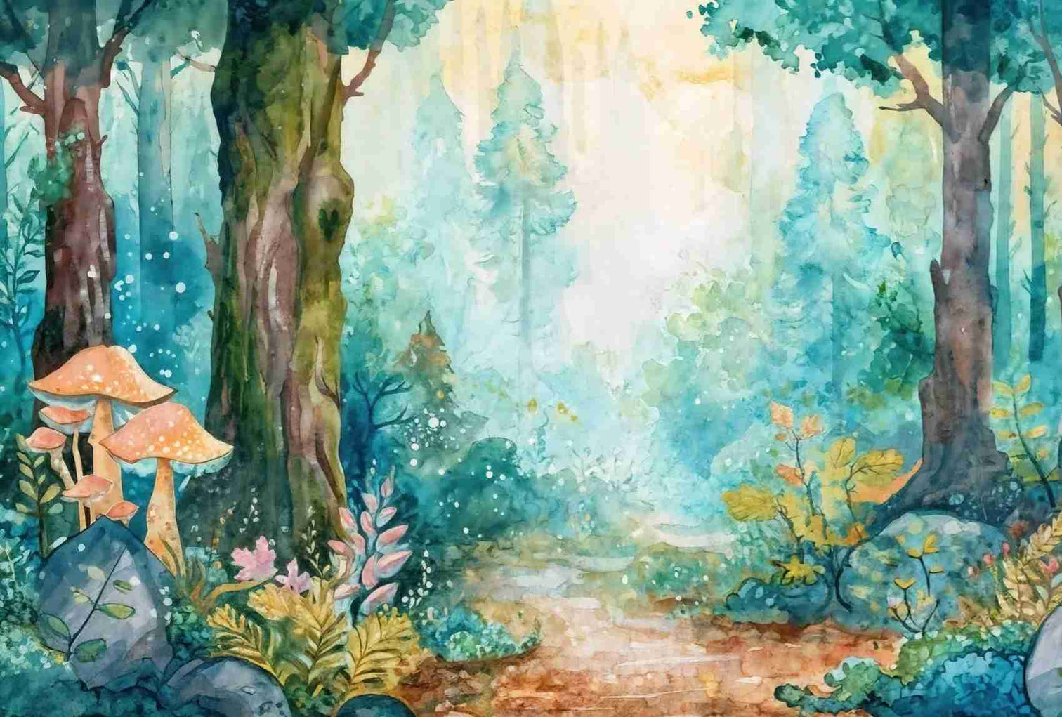 Forêt Enchantée - Papier peint panoramique Féerique pour Espace de Vie des enfants - Illulart: Papier peint panoramique