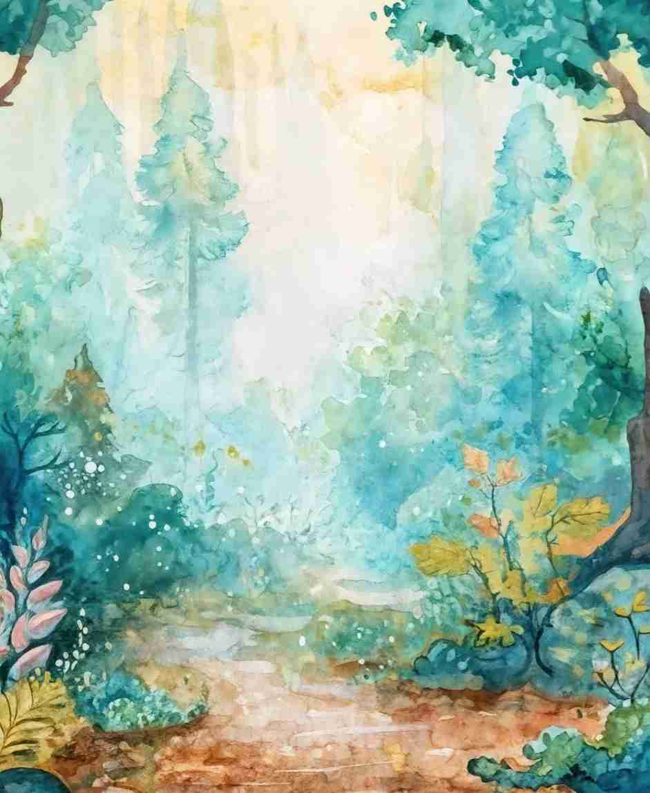 Forêt Enchantée - Papier peint panoramique Féerique pour Espace de Vie des enfants - Illulart: Papier peint panoramique