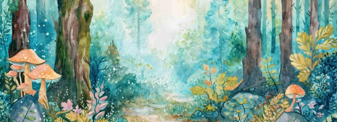 Forêt Enchantée - Papier peint panoramique Féerique pour Espace de Vie des enfants - Illulart: Papier peint panoramique