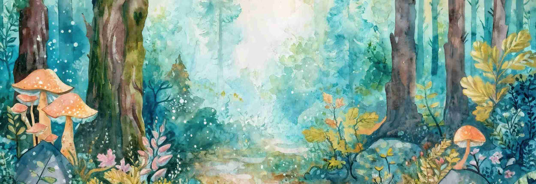 Forêt Enchantée - Papier peint panoramique Féerique pour Espace de Vie des enfants - Illulart: Papier peint panoramique