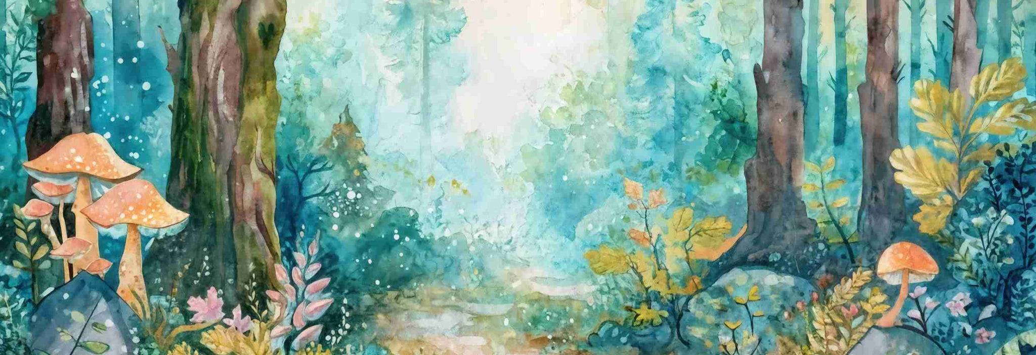 Forêt Enchantée - Papier peint panoramique Féerique pour Espace de Vie des enfants - Illulart: Papier peint panoramique