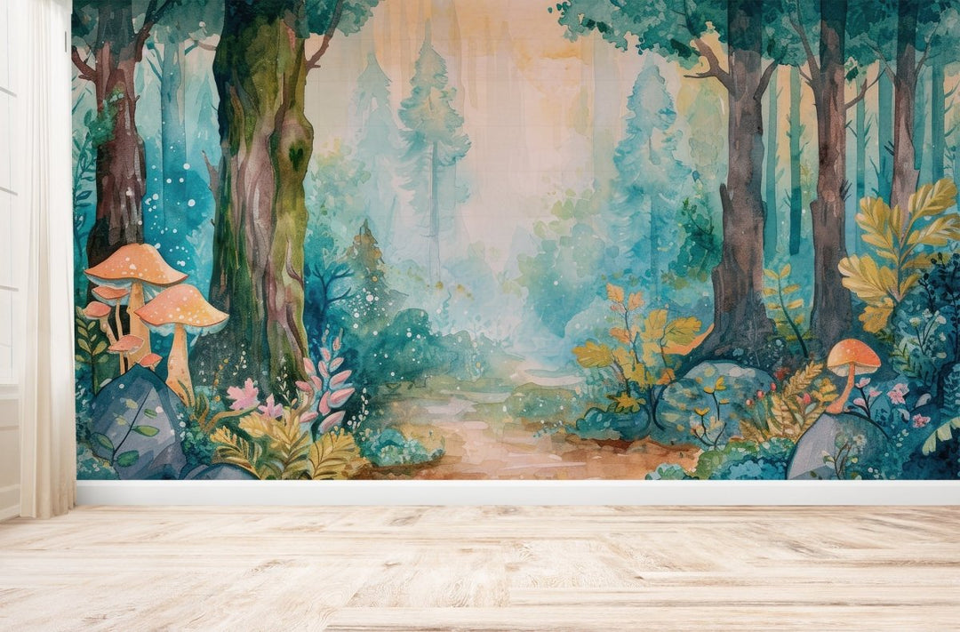 Forêt Enchantée - Papier peint panoramique Féerique pour Espace de Vie des enfants - Illulart: Papier peint panoramique