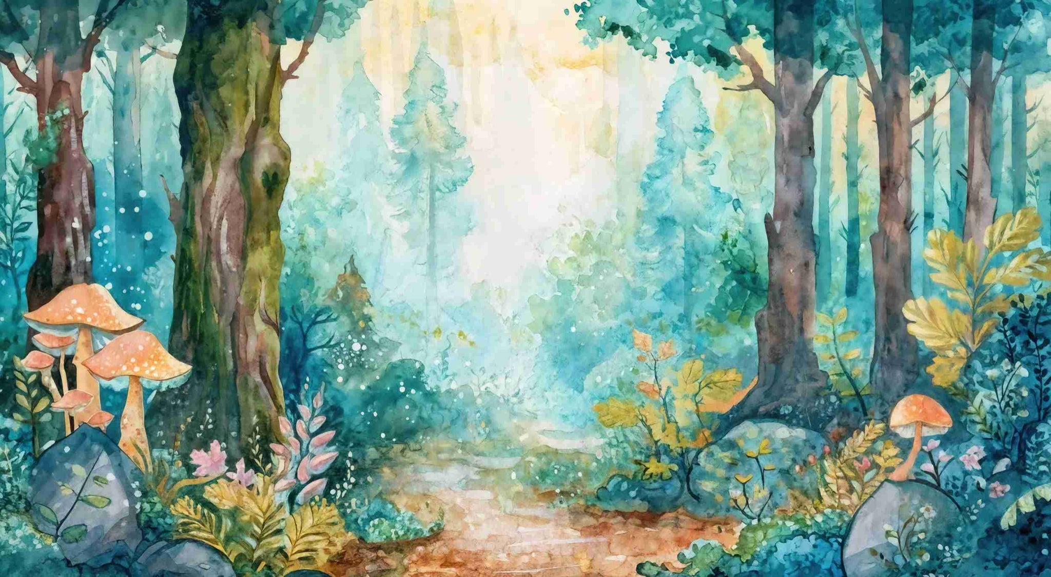 Forêt Enchantée - Papier peint panoramique Féerique pour Espace de Vie des enfants - Illulart: Papier peint panoramique