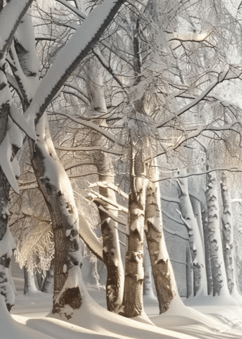 Forêt Givrée – Papier Peint Panoramique Évoquant la Beauté Hivernale - Illulart: Papier peint panoramique