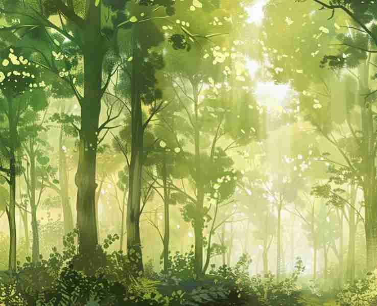 Forêt lumineuse - Illulart: Papier peint panoramique