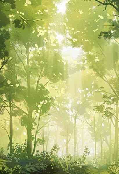 Forêt lumineuse - Illulart: Papier peint panoramique