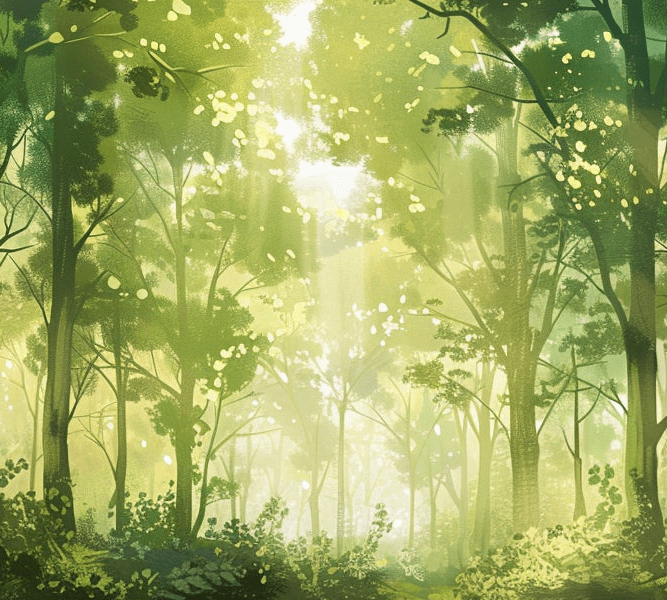 Forêt lumineuse - Illulart: Papier peint panoramique