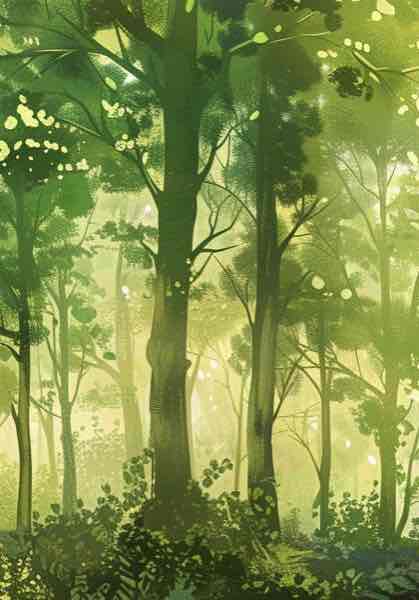 Forêt lumineuse - Illulart: Papier peint panoramique