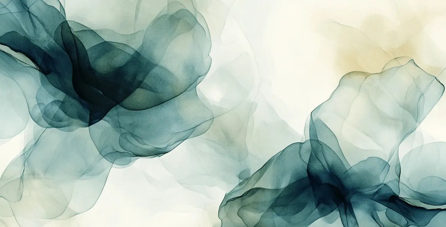 Fusion de Transparence en Émeraude : Papier Peint Panoramique Aquarelle Abstraite - Illulart: Papier peint panoramique