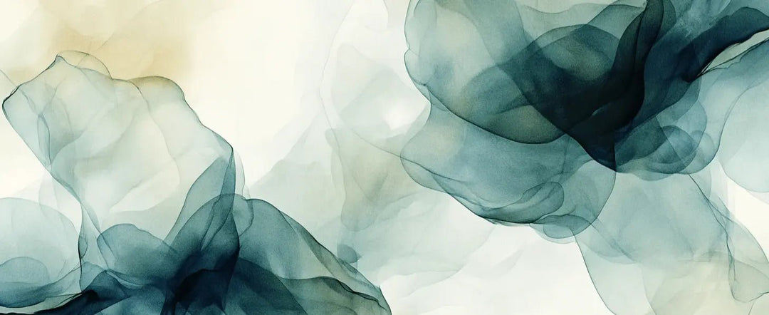 Fusion de Transparence en Émeraude : Papier Peint Panoramique Aquarelle Abstraite - Illulart: Papier peint panoramique