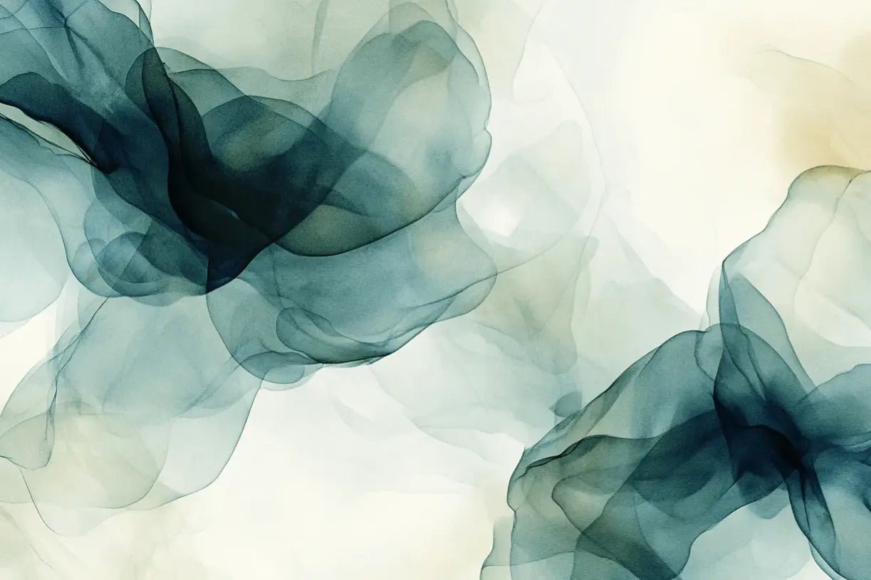 Fusion de Transparence en Émeraude : Papier Peint Panoramique Aquarelle Abstraite