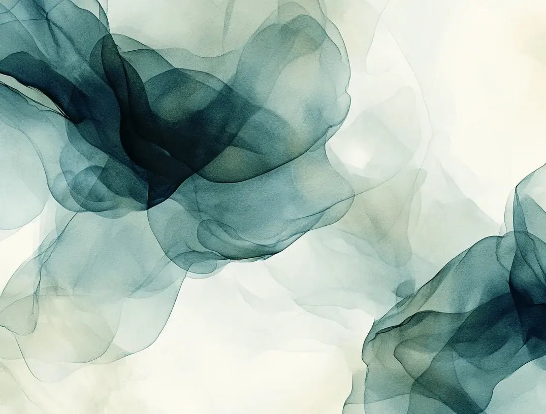 Fusion de Transparence en Émeraude : Papier Peint Panoramique Aquarelle Abstraite - Illulart: Papier peint panoramique