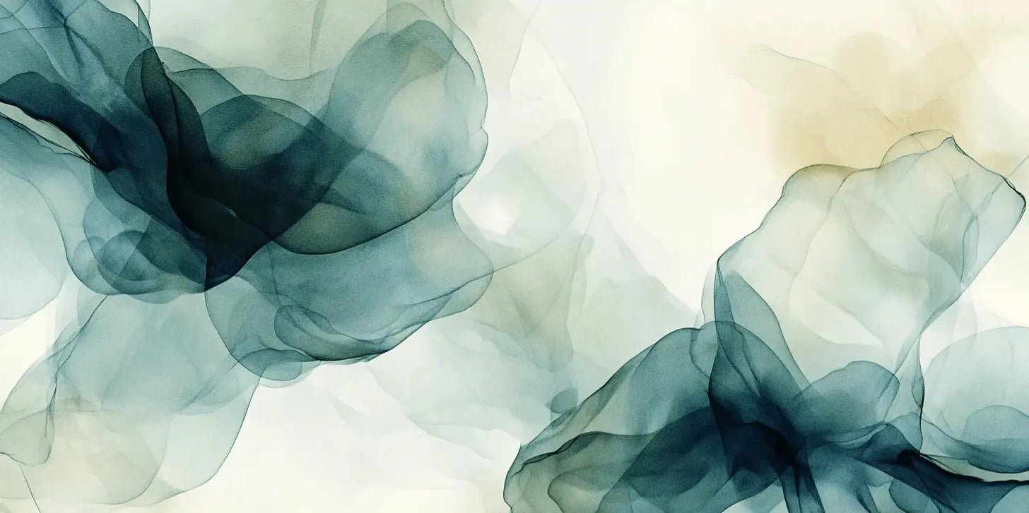 Fusion de Transparence en Émeraude : Papier Peint Panoramique Aquarelle Abstraite - Illulart: Papier peint panoramique