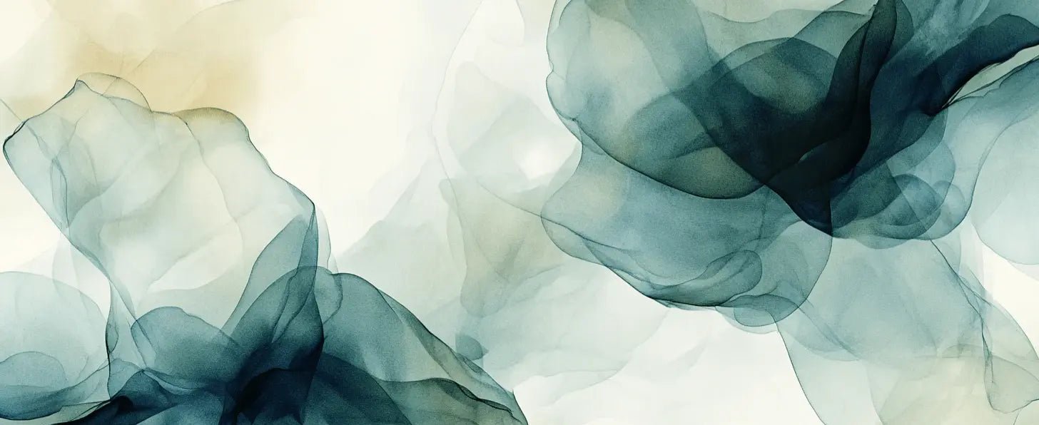 Fusion de Transparence en Émeraude : Papier Peint Panoramique Aquarelle Abstraite - Illulart: Papier peint panoramique