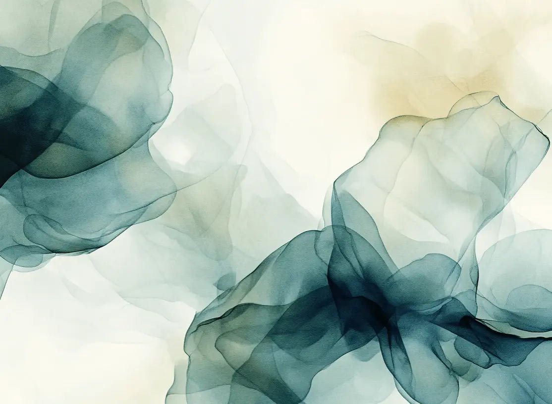 Fusion de Transparence en Émeraude : Papier Peint Panoramique Aquarelle Abstraite