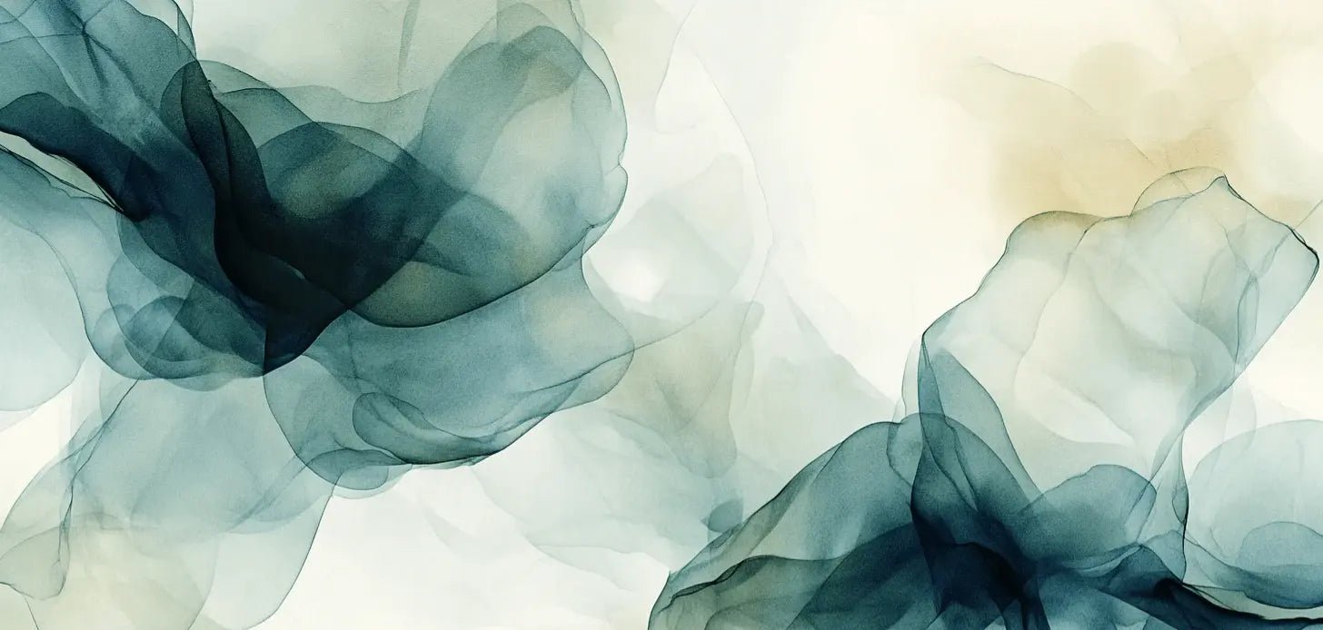 Fusion de Transparence en Émeraude : Papier Peint Panoramique Aquarelle Abstraite - Illulart: Papier peint panoramique