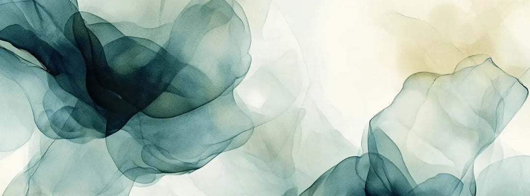 Fusion de Transparence en Émeraude : Papier Peint Panoramique Aquarelle Abstraite - Illulart: Papier peint panoramique