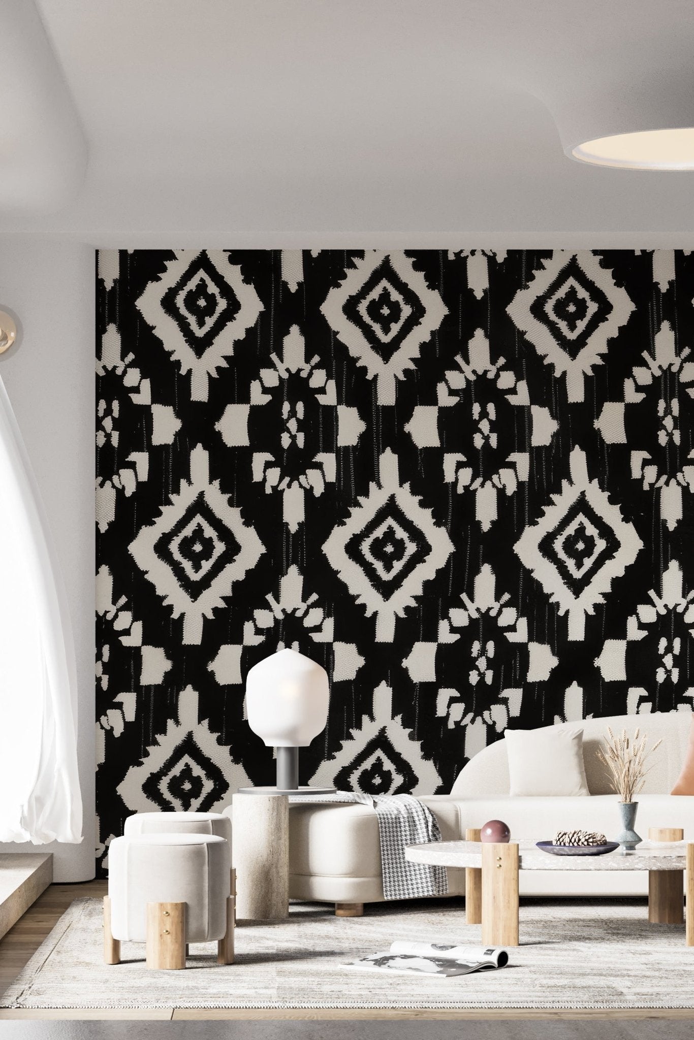 Géométrie tissée noir et blanc - Illulart: Papier peint panoramique