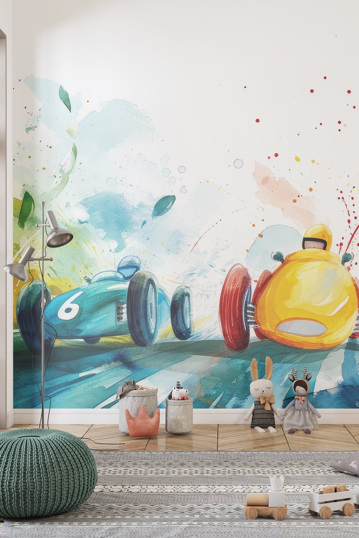 Grand prix coloré - Course automobile - Illulart: Papier peint panoramique