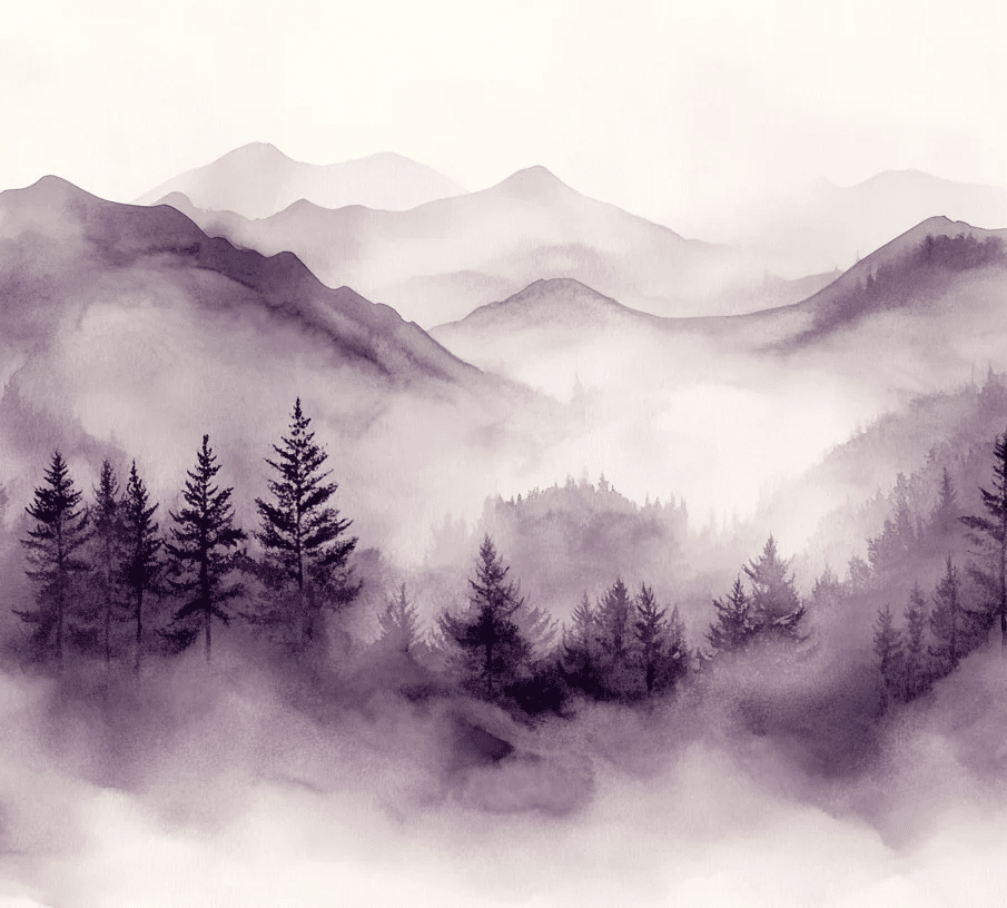 Harmonie Brumeuse en Violet : Papier Peint Panoramique - Illulart: Papier peint panoramique
