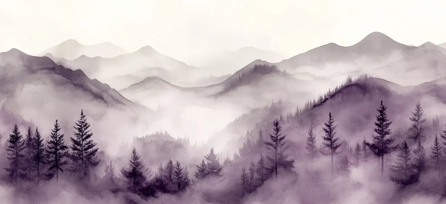 Harmonie Brumeuse en Violet : Papier Peint Panoramique - Illulart: Papier peint panoramique