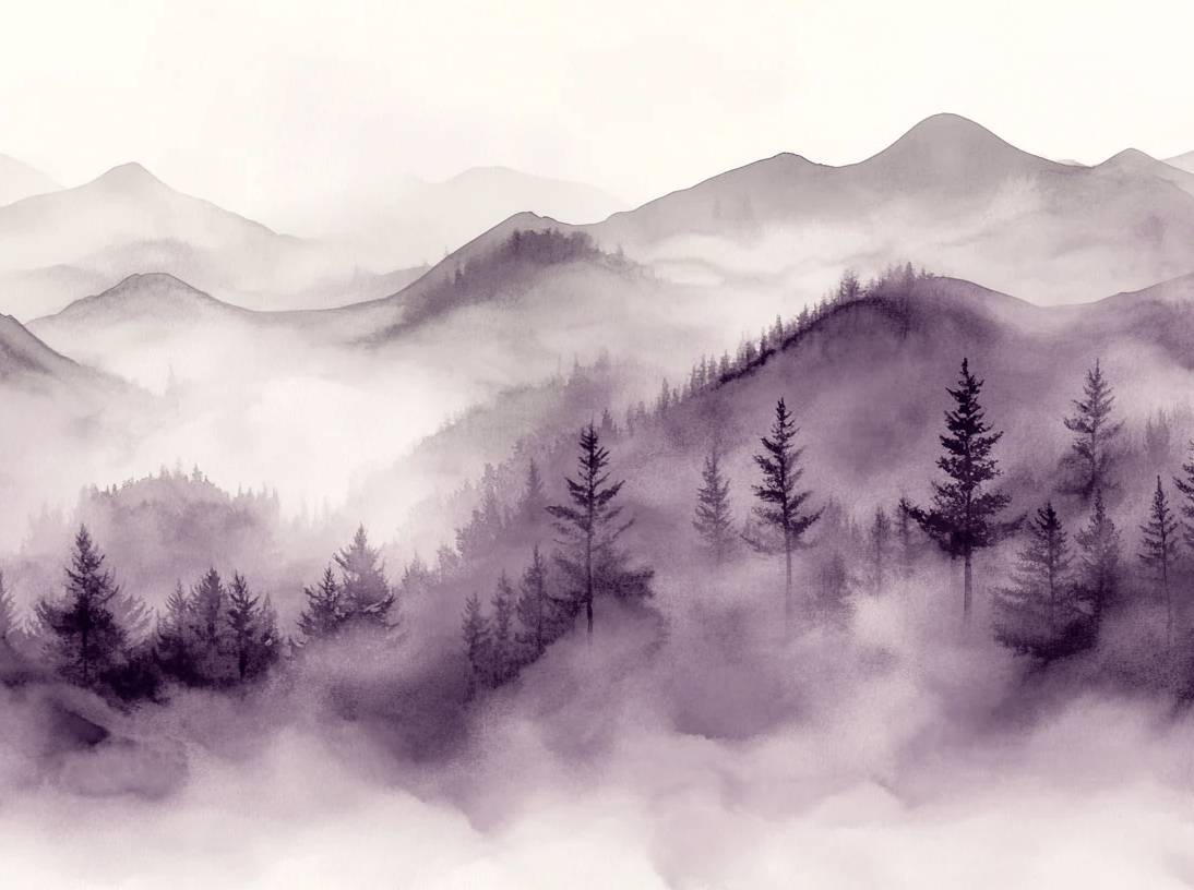 Harmonie Brumeuse en Violet : Papier Peint Panoramique - Illulart: Papier peint panoramique