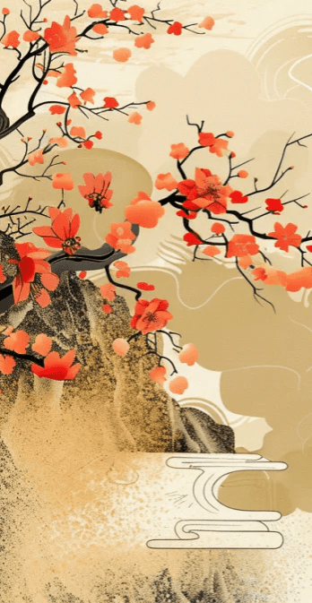 Harmonie de Sakura - Éclats Dorés - Illulart: Papier peint panoramique