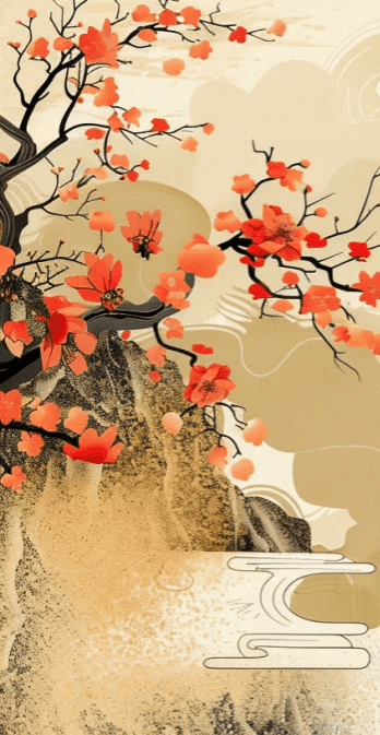 Harmonie de Sakura - Éclats Dorés - Illulart: Papier peint panoramique