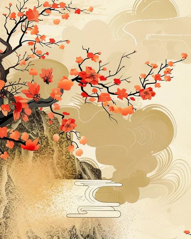 Harmonie de Sakura - Éclats Dorés - Illulart: Papier peint panoramique