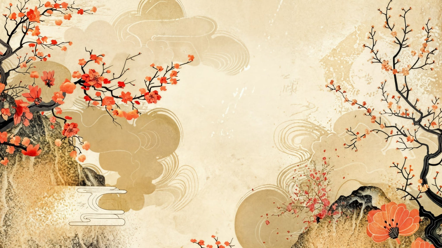 Harmonie de Sakura - Éclats Dorés - Illulart: Papier peint panoramique