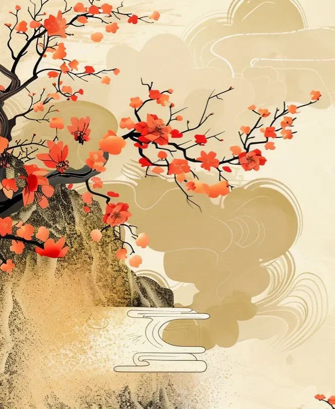 Harmonie de Sakura - Éclats Dorés - Illulart: Papier peint panoramique