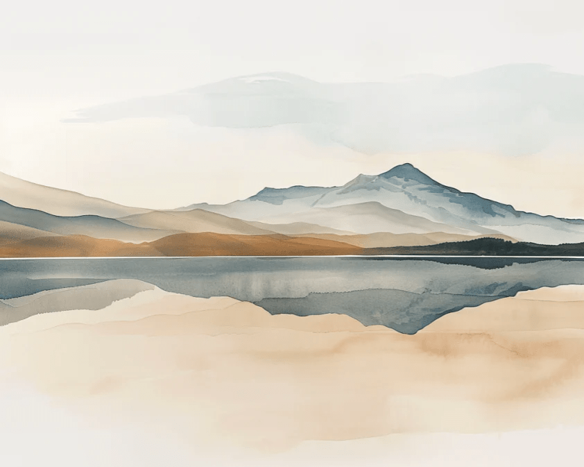 Harmonie des Éléments - Papier Peint Panoramique Montagnes en Réflexion - Illulart: Papier peint panoramique