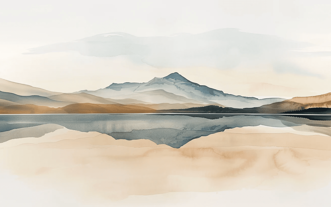 Harmonie des Éléments - Papier Peint Panoramique Montagnes en Réflexion - Illulart: Papier peint panoramique