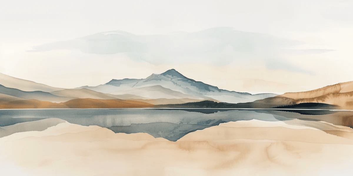 Harmonie des Éléments - Papier Peint Panoramique Montagnes en Réflexion - Illulart: Papier peint panoramique