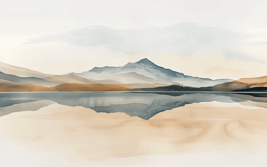 Harmonie des Éléments - Papier Peint Panoramique Montagnes en Réflexion - Illulart: Papier peint panoramique