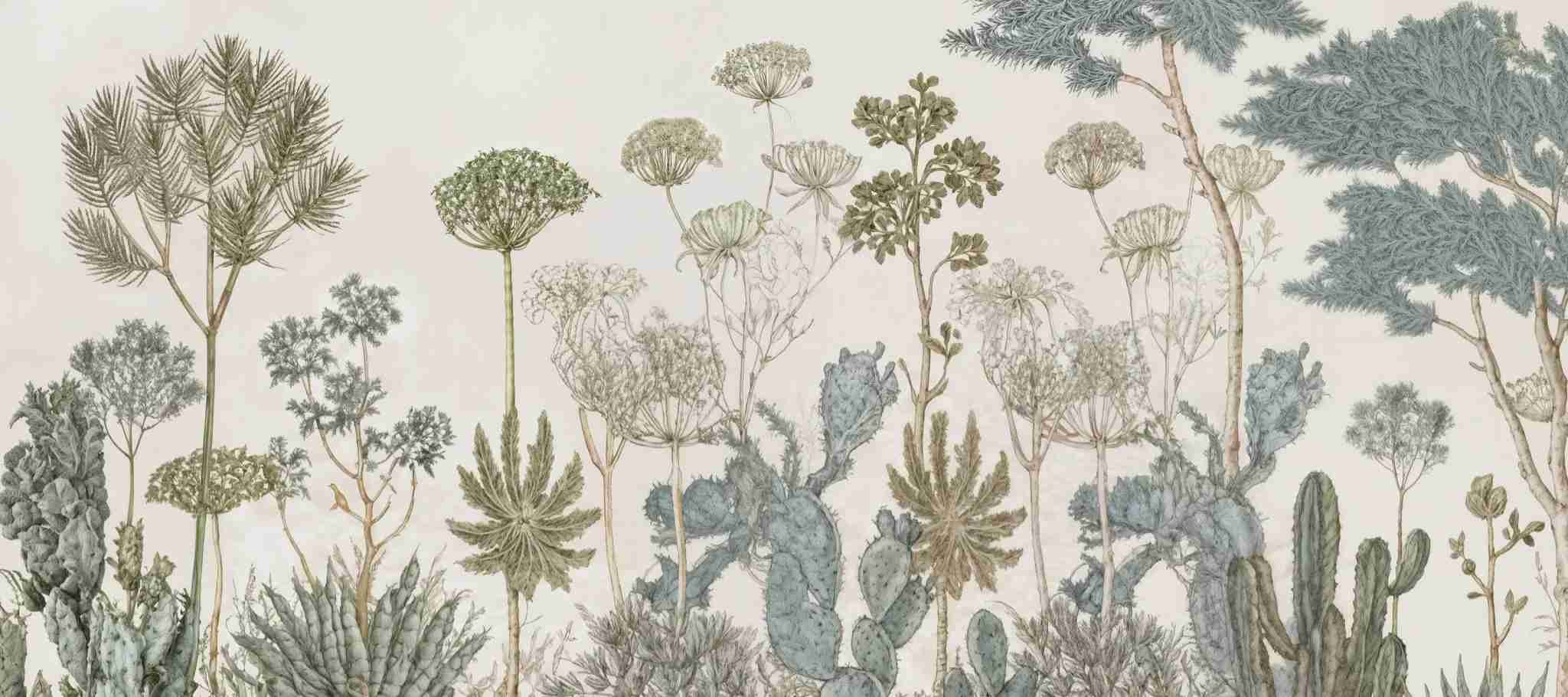 Herbarium Cactus – Papier peint botanique cactus aux tons doux et naturels
