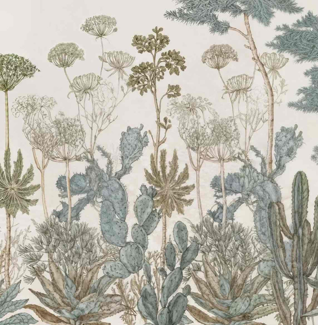 Herbarium Cactus – Papier peint botanique cactus aux tons doux et naturels - Illulart: Papier peint panoramique