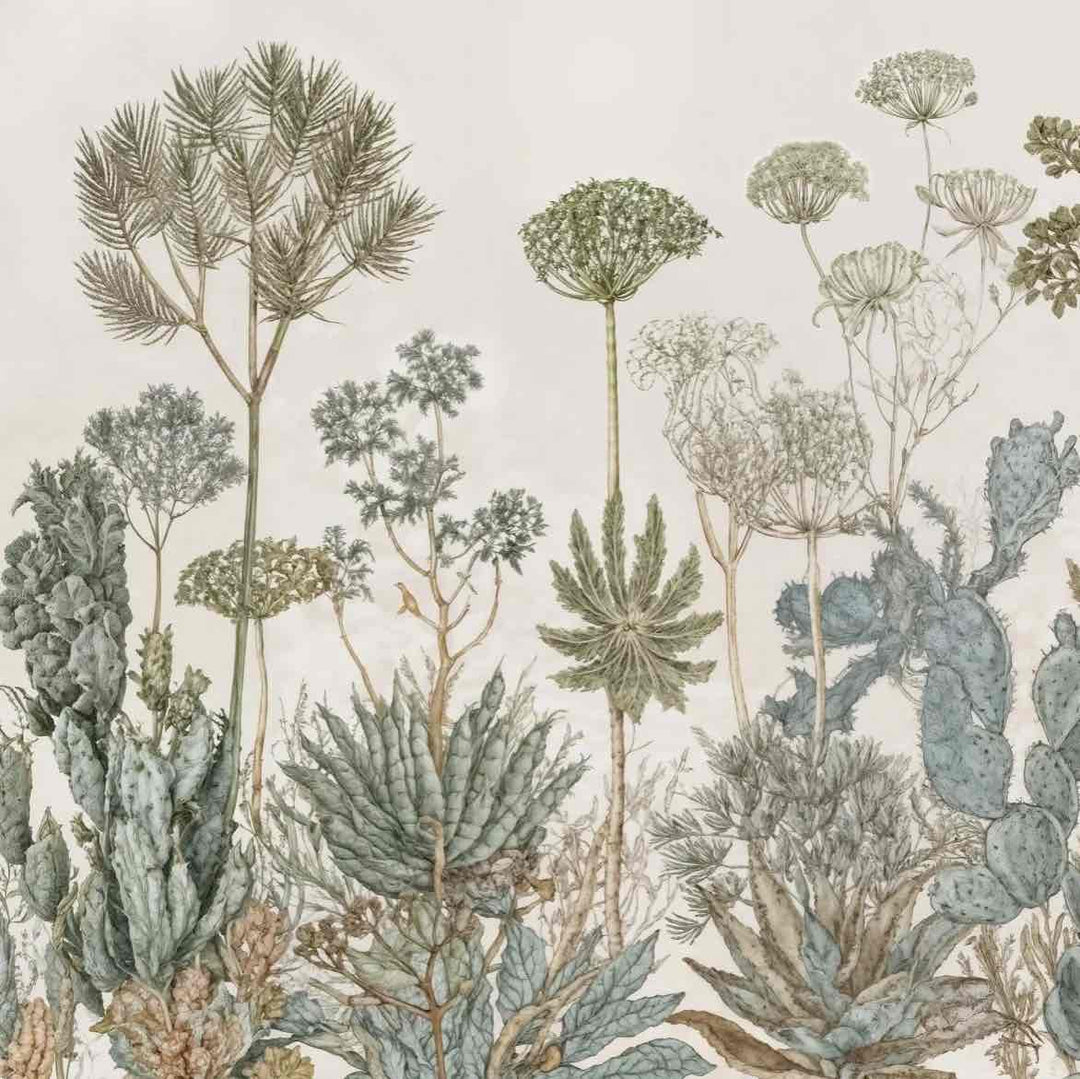 Herbarium Cactus – Papier peint botanique cactus aux tons doux et naturels - Illulart: Papier peint panoramique