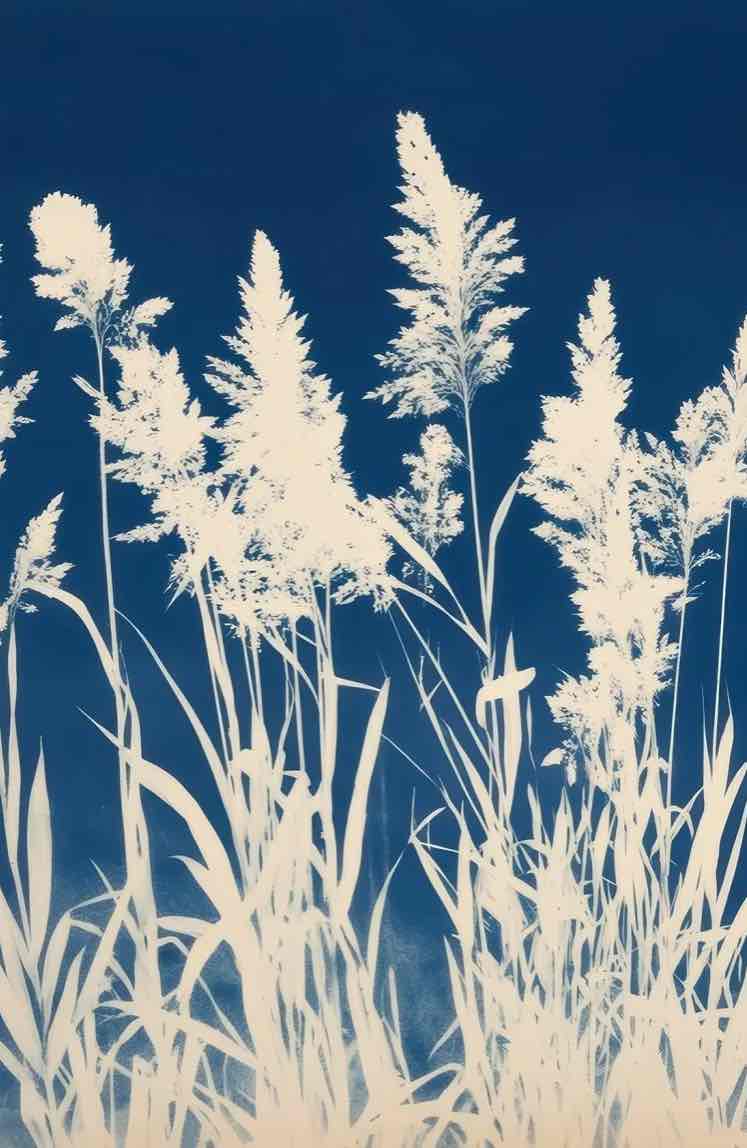 Herbes Folles en Cyanotype - Illulart: Papier peint panoramique